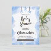 ブルーウォーターカラーベビーシャワー招待状 招待状 (スタンド正面)