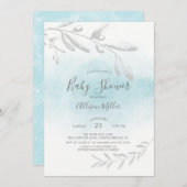 ブルーウォーターカラーベビーシャワー招待状 招待状 (正面/裏面)