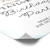 ブルーウォーターカラーベビーゾウ誕生日歓迎 ポスター (角)