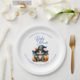 ブルーウォーターカラーベビードラゴンハロウィンベビーシャワー ペーパープレート