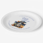 ブルーウォーターカラーベビードラゴンハロウィンベビーシャワー ペーパープレート (アングル)