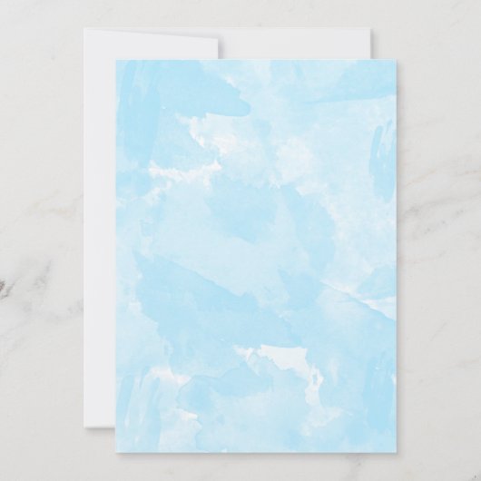 ブルーウォーターカラーベビー散水器/男の子の赤ちゃんシャワー 招待状 (裏面)