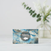 ブルーウォーターカラーペンニブプロフェッショナルライタ作家 名刺 (スタンド正面)