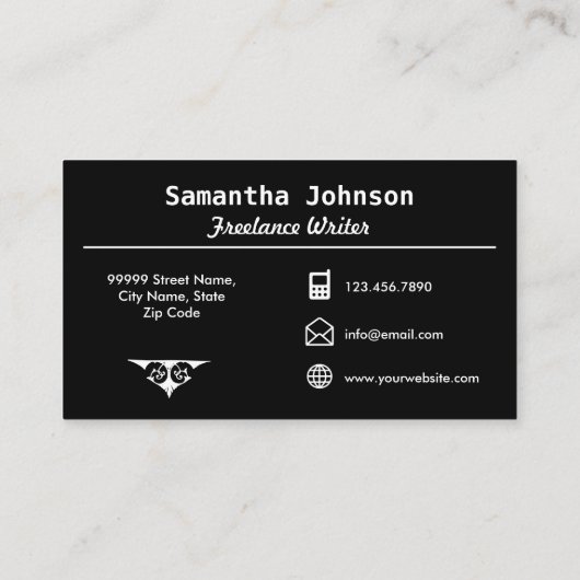 ブルーウォーターカラーペンニブプロフェッショナルライタ作家 名刺 (裏面)