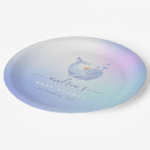 ブルーウォーターカラーホエールシーテーマベビーシャワー海 ペーパープレート (アングル)