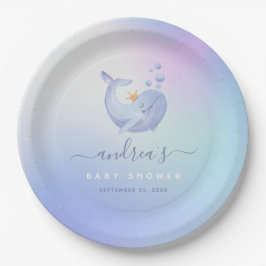 ブルーウォーターカラーホエールシーテーマベビーシャワー海 ペーパープレート