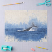 ブルーウォーターカラーホエールデクページティッシュペーパー 薄葉紙 (クラフト)