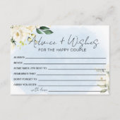 ブルーウォーターカラーホワイトローズアドバイスとウィッシュ エンクロージャーカード (正面)