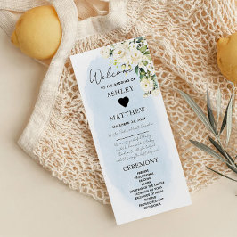 ブルーウォーターカラーホワイトローズ結婚式 プログラム