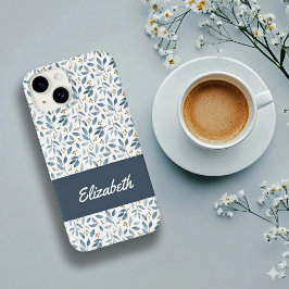 ブルーウォーターカラーボタニカルパターンの名前 Case-Mate iPhone 14ケース