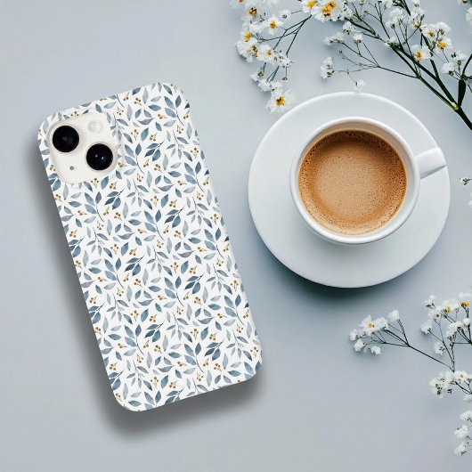 ブルーウォーターカラーボタニカル柄 Case-Mate iPhoneケース