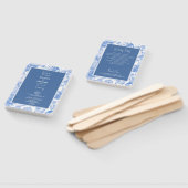 ブルーウォーターカラーボタニカル花模様結婚式 プログラム ハンドファン (組立なし)