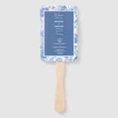 ブルーウォーターカラーボタニカル花模様結婚式 プログラム ハンドファン (正面)