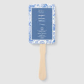 ブルーウォーターカラーボタニカル花模様結婚式 プログラム ハンドファン (正面)