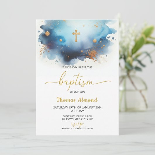 ブルーウォーターカラーボーイズ金ゴールドバプテスマ 招待状 (スタンド正面)