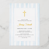 ブルーウォーターカラーボーイバプテスマ 箔招待状 (正面)