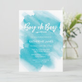 ブルーウォーターカラーボーイベビーシャワー招待 招待状 (スタンド正面)