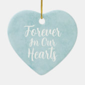 ブルーウォーターカラーボーイベビーメモリアルハートクリスマス セラミックオーナメント (裏面)