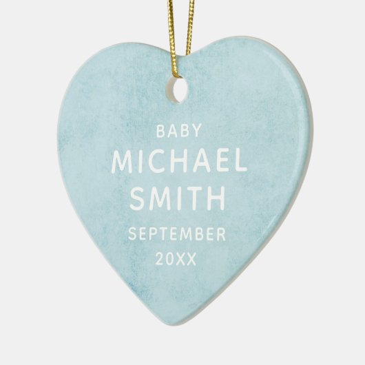 ブルーウォーターカラーボーイベビーメモリアルハートクリスマス セラミックオーナメント (左)
