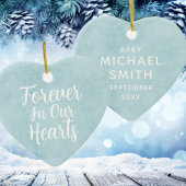 ブルーウォーターカラーボーイベビーメモリアルハートクリスマス セラミックオーナメント