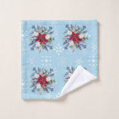 ブルーウォーターカラーポインセチアパインブーケ バスタオルセット (ウォッシュタオル)