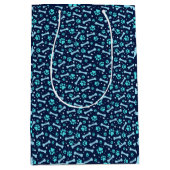 ブルーウォーターカラーポープリント誕生日 ミディアムペーパーバッグ (正面)