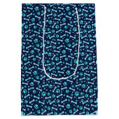 ブルーウォーターカラーポープリント誕生日 ミディアムペーパーバッグ (裏面)