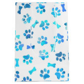 ブルーウォーターカラーポープリント誕生日 ミディアムペーパーバッグ (裏面)