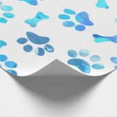 ブルーウォーターカラーポープリント誕生日 ラッピングペーパー (角)