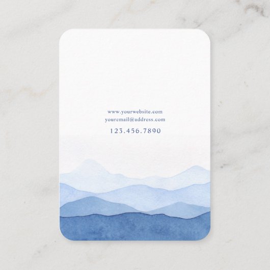 ブルーウォーターカラーマウンテンジュエリーカード 名刺 (裏面)