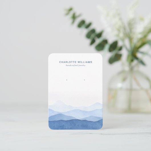 ブルーウォーターカラーマウンテンジュエリーカード 名刺 (スタンド正面)