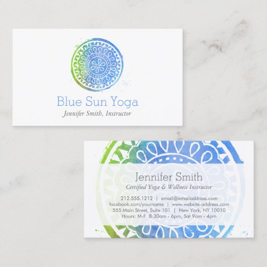ブルーウォーターカラーマンダラヨガとウェルネス 名刺 (正面/裏面)