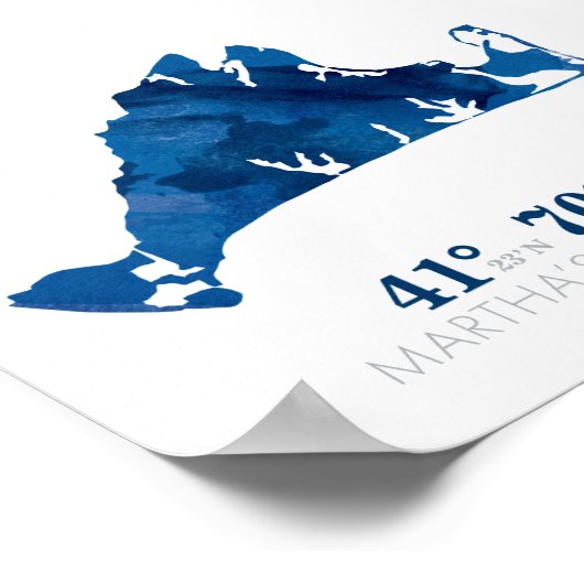 ブルーウォーターカラーマーサのブドウ園の座標 ポスター (角)