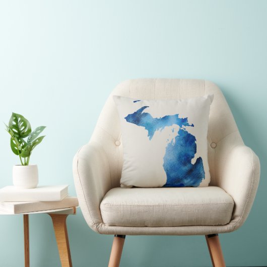 ブルーウォーターカラーミシガンシルエット |カスタマイズIt クッション (椅子)