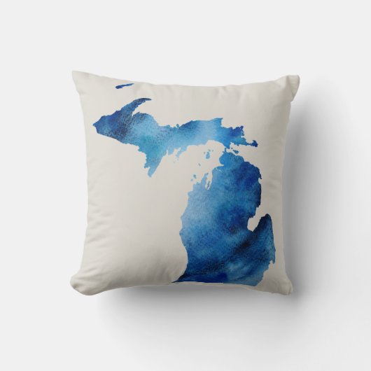 ブルーウォーターカラーミシガンシルエット |カスタマイズIt クッション (正面)