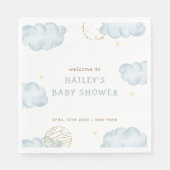 ブルーウォーターカラームーンスタークラウドボーイベビーシャワー スタンダードランチョンナプキン (正面)