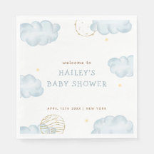 ブルーウォーターカラームーンスタークラウドボーイベビーシャワー