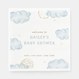 ブルーウォーターカラームーンスタークラウドボーイベビーシャワー スタンダードランチョンナプキン