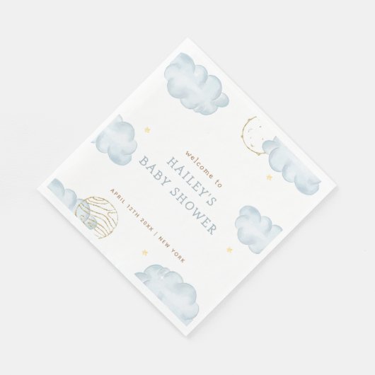 ブルーウォーターカラームーンスタークラウドボーイベビーシャワー スタンダードランチョンナプキン (角)