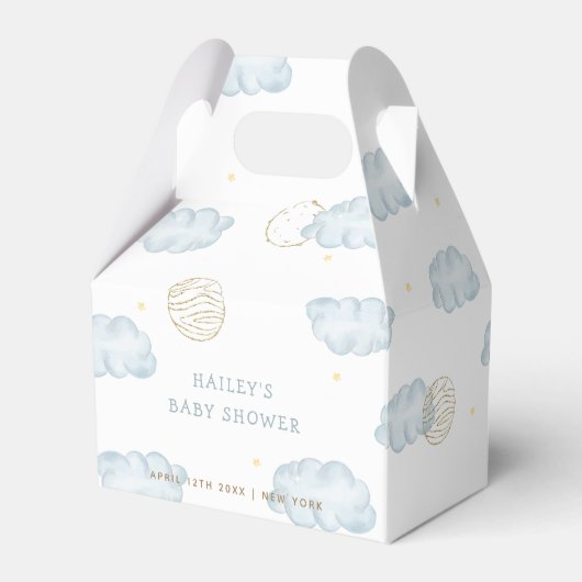 ブルーウォーターカラームーンスタークラウドボーイベビーシャワー フェイバーボックス (裏面サイド)