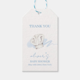 ブルーウォーターカラーモダンリトルシェフベビーシャワー ギフトタグ