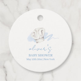 ブルーウォーターカラーモダンリトルシェフベビーシャワー フェイバータグ