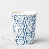 ブルーウォーターカラーモノグラムのクレストブライダルシャワー 紙コップ (左)