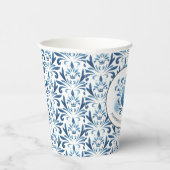 ブルーウォーターカラーモノグラムのクレストブライダルシャワー 紙コップ (右)