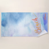 ブルーウォーターカラーモノグラム ビーチタオル (正面)