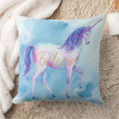 ブルーウォーターカラーユニコーン信じ クッション (ブランケット)
