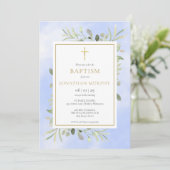 ブルーウォーターカラーユーカリプトゥスグリーンバプテスマ 招待状 (スタンド正面)