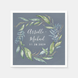 ブルーウォーターカラーユーカリプトゥスグリーンリーリース結婚ズ スタンダードカクテルナプキン
