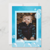 ブルーウォーターカラーラバーダック1stバースデーフォト 招待状 (裏面)