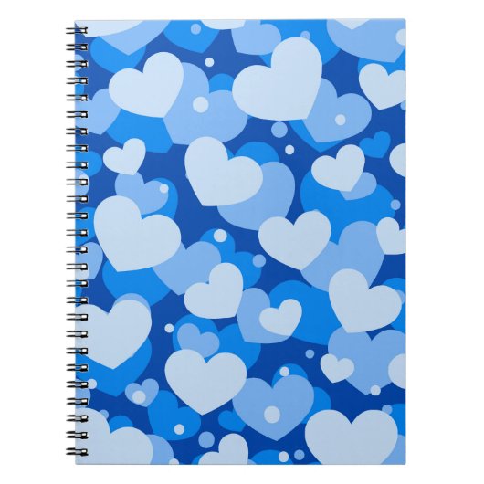 ブルーウォーターカラーラブハートの色合い ノートブック (正面)